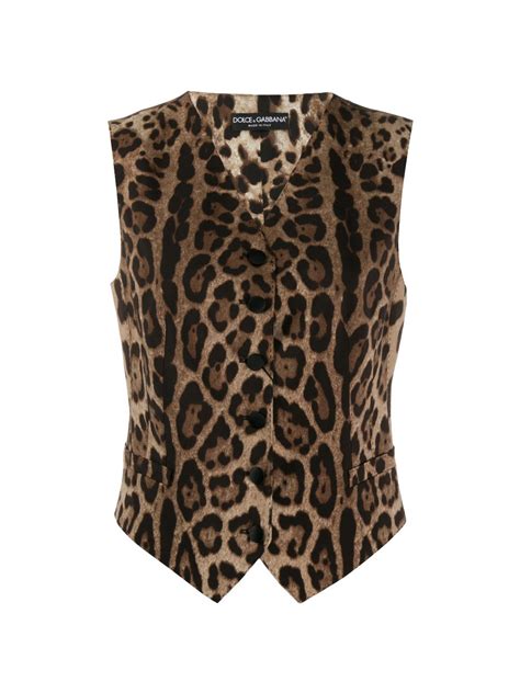 leopard print tie front waistcoat